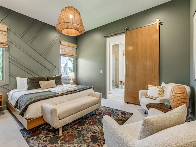 80 Pistache Ln, Carlton Landing, OK 74432 - bedroom with carpet and a barn door