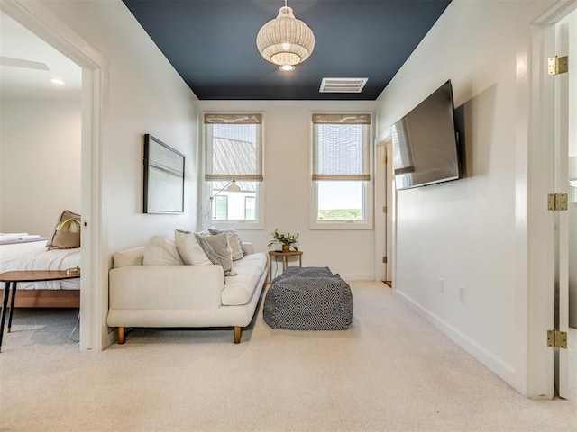 80 Pistache Ln, Carlton Landing, OK 74432 - living area featuring light colored carpet and baseboards