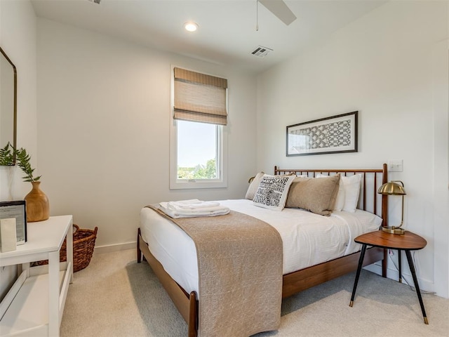 80 Pistache Ln, Carlton Landing, OK 74432 - bedroom featuring light colored carpet, baseboards, recessed lighting, and a ceiling fan