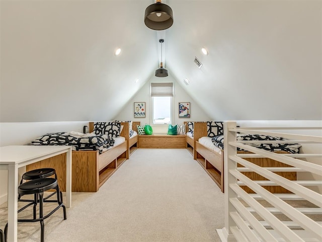 80 Pistache Ln, Carlton Landing, OK 74432 - playroom featuring carpet and vaulted ceiling