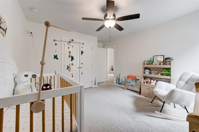 5804 NW 159th St, Edmond, OK 73013 - bedroom with light colored carpet and a ceiling fan