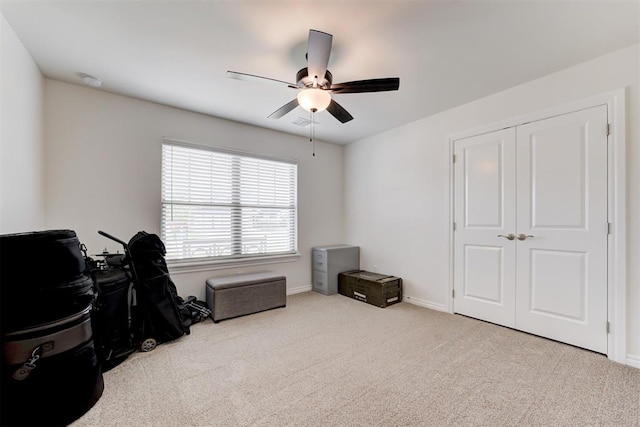 5804 NW 159th St, Edmond, OK 73013 - miscellaneous room with carpet flooring, ceiling fan, and baseboards