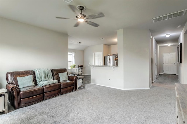 5318 Kye Dr, Tuttle, OK 73089 - living room featuring carpet floors, baseboards, and a ceiling fan