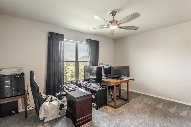 5318 Kye Dr, Tuttle, OK 73089 - office space featuring carpet floors, a ceiling fan, and baseboards