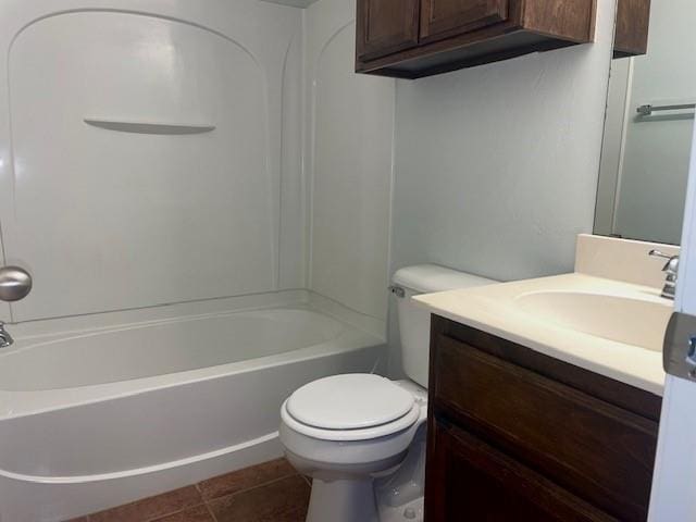 9520 SW 24th Ter, Oklahoma City, OK 73128 - full bathroom featuring vanity, toilet, bathing tub / shower combination, and tile patterned flooring