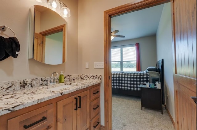 9027 Ns 3500th Rd, Prague, OK 74864 - bathroom featuring vanity and ceiling fan