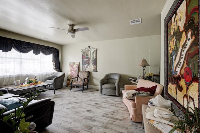 3117 Lazy Ln, Del City, OK 73115 - living room featuring a ceiling fan