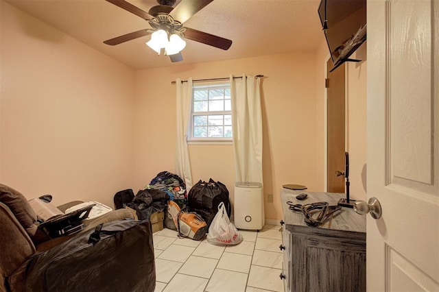 3117 Lazy Ln, Del City, OK 73115 - interior space featuring ceiling fan and light tile patterned floors