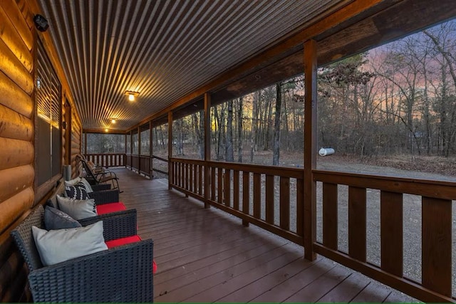 173 Alexis Ln, Broken Bow, OK 74728 - view of deck at dusk