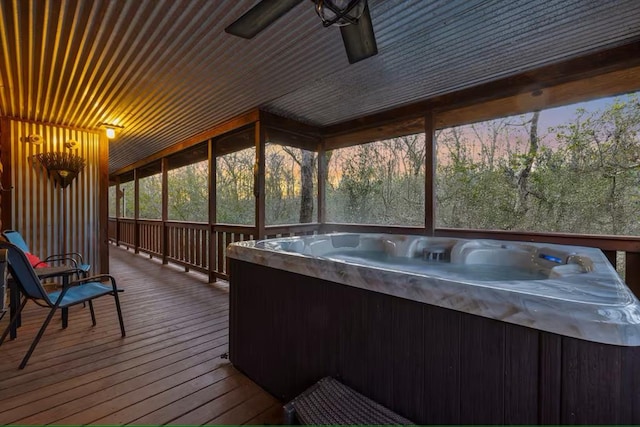 173 Alexis Ln, Broken Bow, OK 74728 - sunroom featuring a hot tub