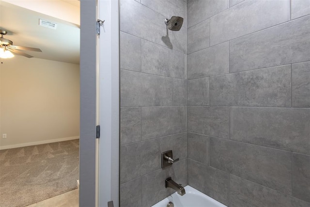 14601 Chambord Dr, Yukon, OK 73099 - full bathroom featuring ceiling fan, bathing tub / shower combination, and baseboards