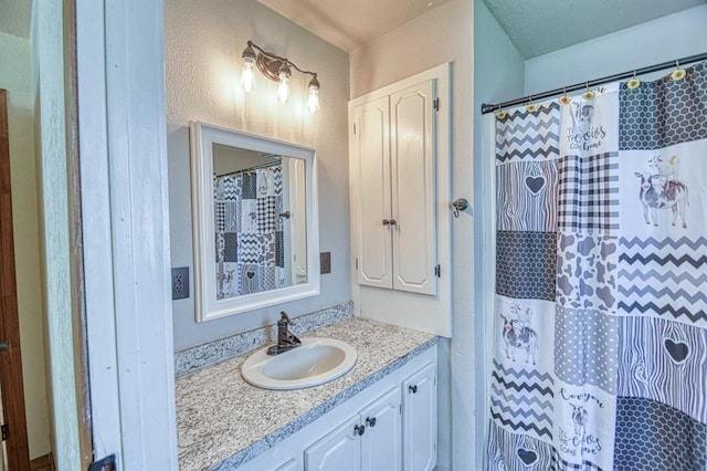 1110 Lollar Dr, Maysville, OK 73057 - full bathroom with vanity and a shower with curtain