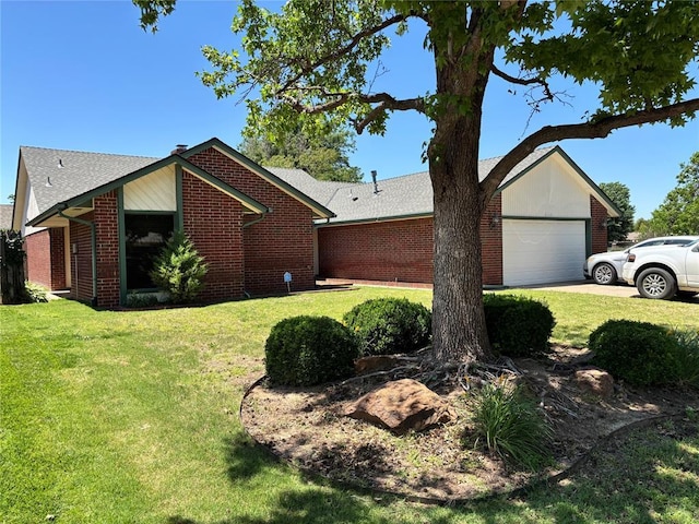 3113 Shannon Ct, Bethany, OK 73008 - view of home's exterior featuring an attached garage, a lawn, brick siding, and driveway