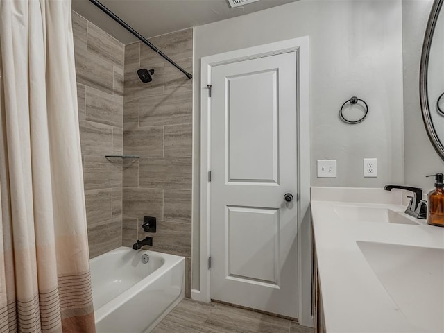 11052 NW 21st St, Yukon, OK 73099 - full bathroom with shower / bath combo with shower curtain and double vanity