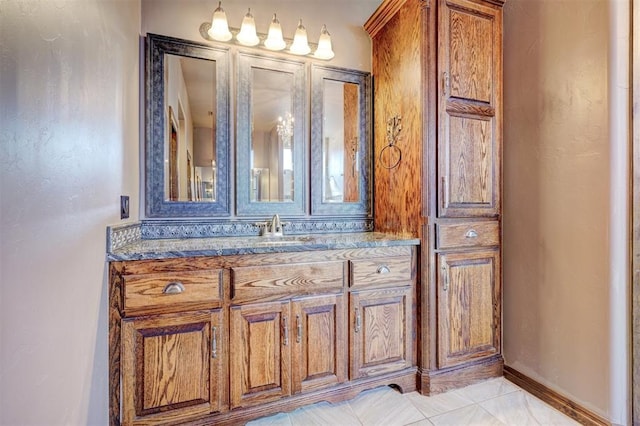 3101 Monica Ln, Moore, OK 73160 - bathroom featuring vanity and tile patterned floors