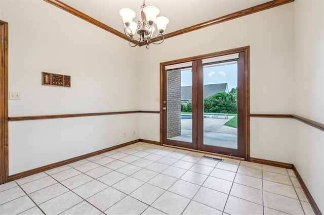8 Brentwood Pl, Shawnee, OK 74804 - unfurnished room with a chandelier, crown molding, and baseboards