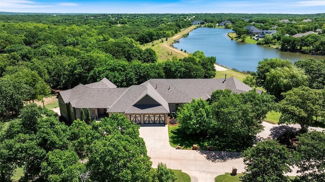 1516 Brook Bank Dr, Jones, OK 73049 - aerial view of property and surrounding area featuring a large body of water and a heavily wooded area