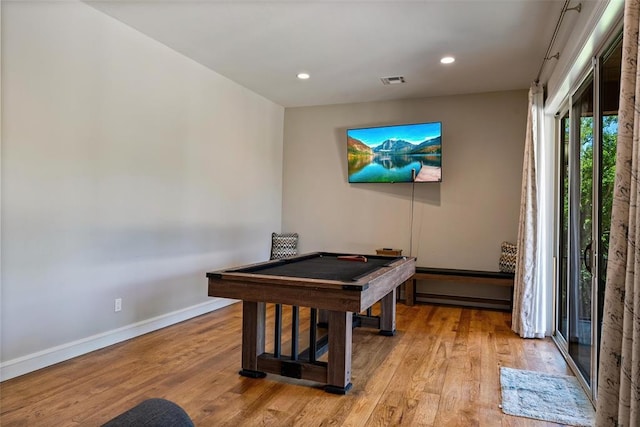1516 Brook Bank Dr, Jones, OK 73049 - playroom featuring wood finished floors, baseboards, billiards table, and recessed lighting
