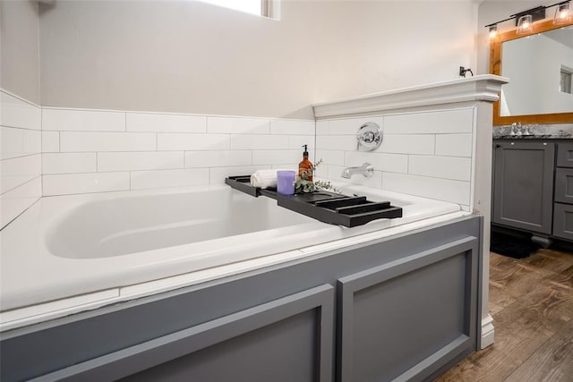 1225 N Nature Way, Mustang, OK 73064 - kitchen with gray cabinets, light countertops, a sink, and dark wood-type flooring