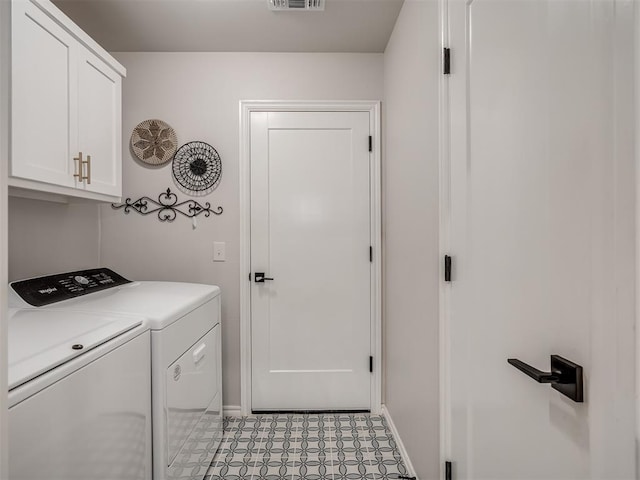 13325 SW 5th St, Yukon, OK 73099 - laundry area featuring washer and clothes dryer, cabinet space, and baseboards