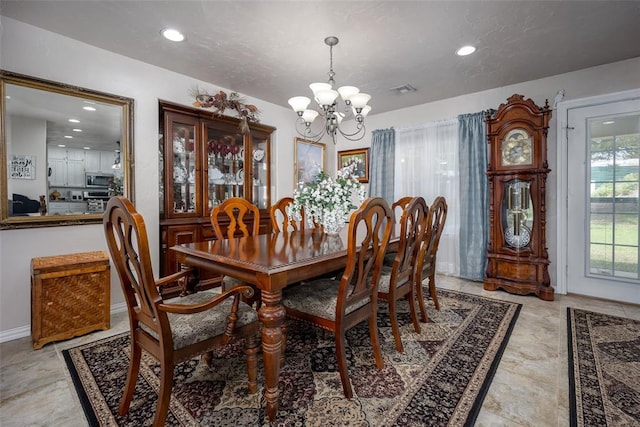1889 Cobblestone Rd, Sulphur, OK 73086 - dining room with a chandelier and recessed lighting