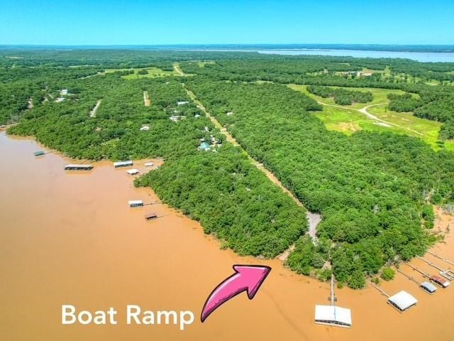 332 Royal Ln, Canadian, OK 74425 - bird's eye view of a large body of water and a heavily wooded area
