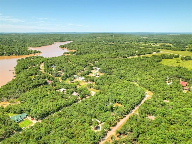 332 Royal Ln, Canadian, OK 74425 - drone / aerial view of a forest and a nearby body of water