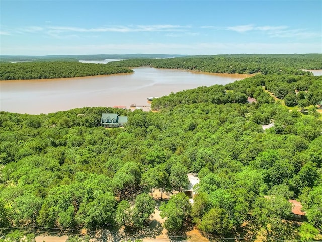 332 Royal Ln, Canadian, OK 74425 - bird's eye view of a heavily wooded area and a nearby body of water