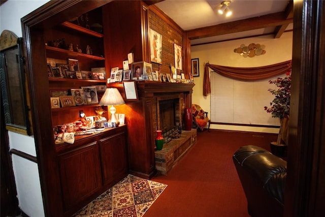 11332 Cimarron Dr, Oklahoma City, OK 73162 - bar featuring a fireplace, baseboard heating, and carpet