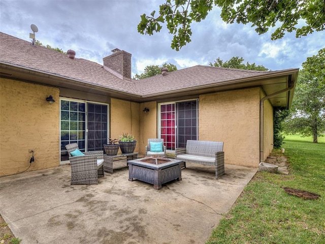 12601 Rock Springs Rd, Jones, OK 73049 - view of patio / terrace with an outdoor living space with a fire pit