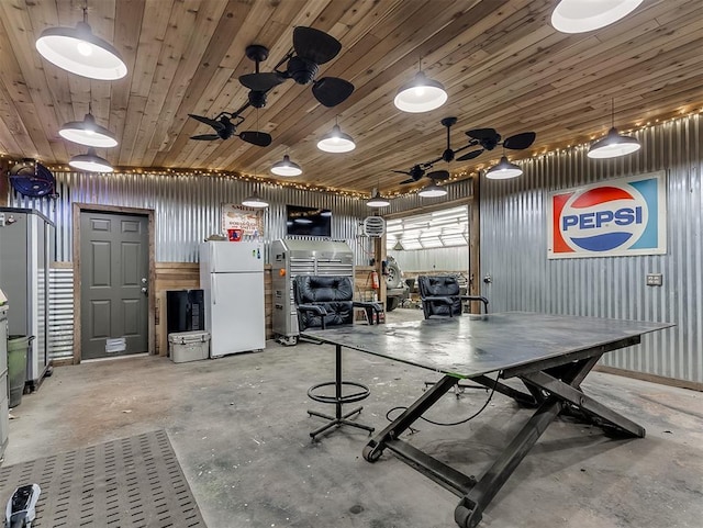 12601 Rock Springs Rd, Jones, OK 73049 - game room featuring concrete flooring and ceiling fan