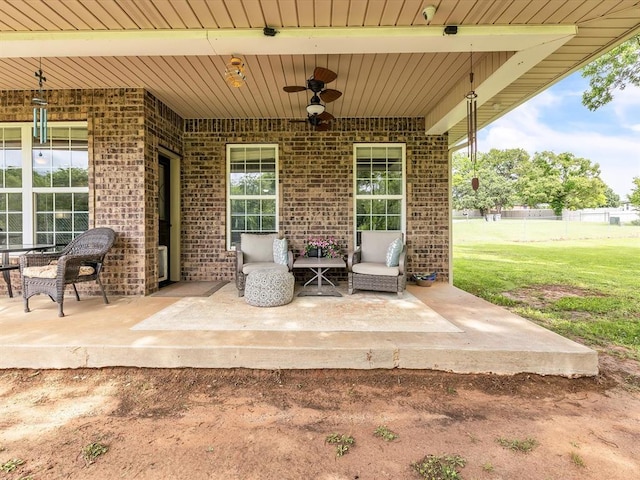20486 Cypress Way, Tecumseh, OK 74873 - view of patio / terrace featuring a ceiling fan