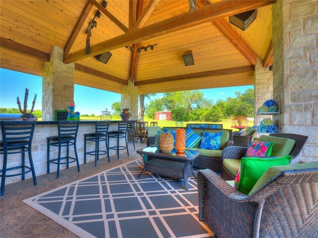 512 E Prairie Grove Rd, Guthrie, OK 73044 - view of patio / terrace with an outdoor hangout area and a gazebo