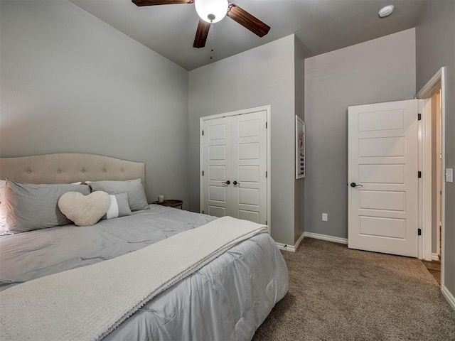 8109 NW 160th Ter, Edmond, OK 73013 - carpeted bedroom with baseboards, ceiling fan, and a closet