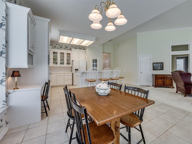 8413 NW 64th Ter, Oklahoma City, OK 73132 - dining room with light tile patterned floors and a chandelier