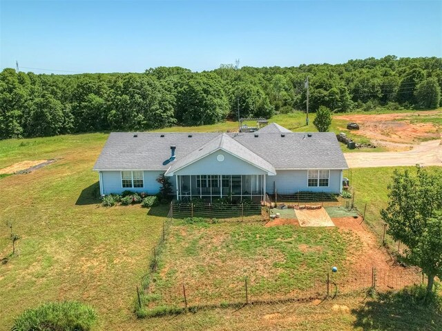 870756 S 3460th Rd, Chandler, OK 74834 - aerial view of property and surrounding area with a heavily wooded area