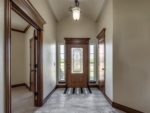 18854 Marbella Ln, Harrah, OK 73045 - entrance foyer featuring baseboards and vaulted ceiling