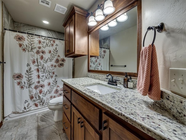 18854 Marbella Ln, Harrah, OK 73045 - full bathroom featuring vanity, toilet, and a shower with shower curtain