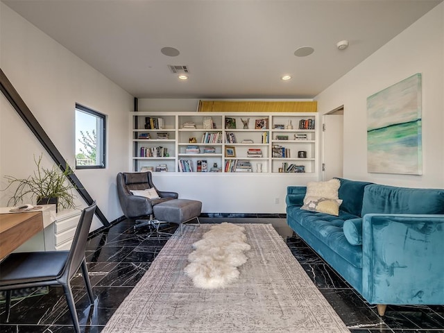 11300 N Westminster Rd, Jones, OK 73049 - sitting room with marble tiled floors and recessed lighting