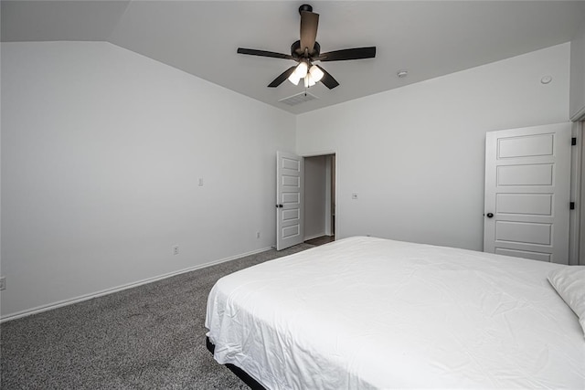 8516 Gibbs Dr, Oklahoma City, OK 73135 - carpeted bedroom with lofted ceiling, a ceiling fan, and baseboards