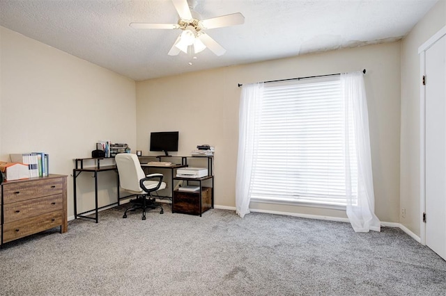 809 Cardinal Creek Blvd, Norman, OK 73072 - office area featuring carpet floors, a ceiling fan, and baseboards