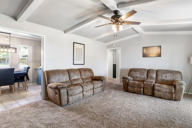 16 Clark Cir, Shawnee, OK 74804 - living room with a ceiling fan, carpet floors, a chandelier, and baseboards