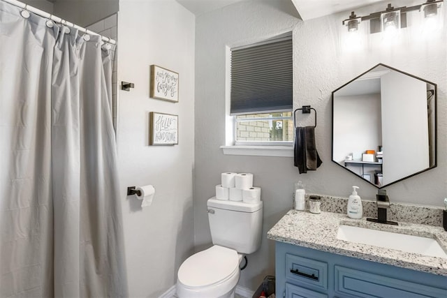 16 Clark Cir, Shawnee, OK 74804 - full bathroom with vanity, toilet, baseboards, and a shower with curtain