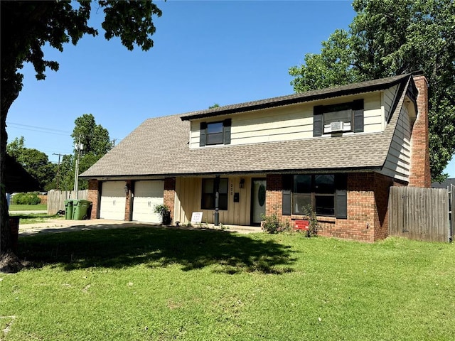 1000 Winnipeg Dr, Yukon, OK 73099 - view of front of property with an attached garage, roof with shingles, a chimney, brick siding, and driveway