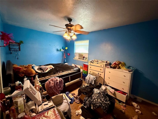 1000 Winnipeg Dr, Yukon, OK 73099 - bedroom featuring a textured ceiling, cooling unit, and ceiling fan