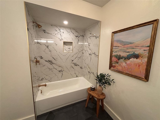 11790 E Etowah Rd, Noble, OK 73068 - bathroom featuring baseboards, tub / shower combination, and tile patterned floors