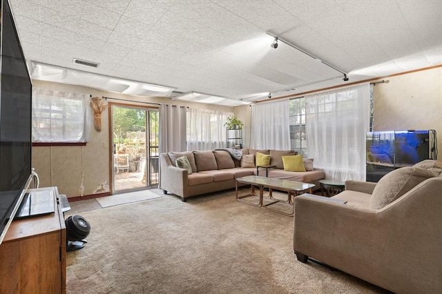 5712 NW 34th St, Oklahoma City, OK 73122 - carpeted living room with track lighting
