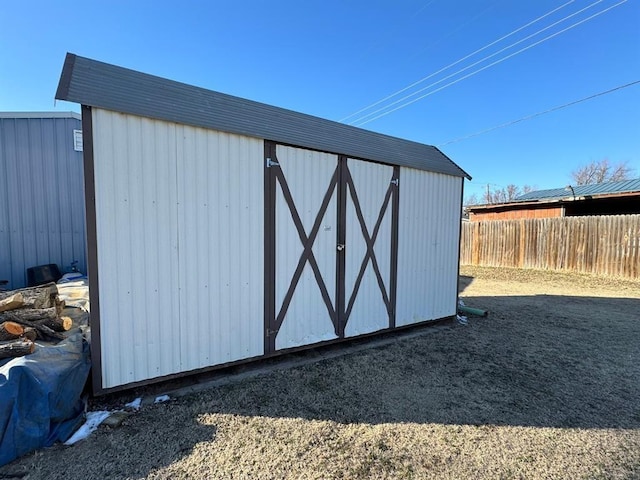 201 N Sheridan Ave, Dover, OK 73734 - view of shed featuring a fenced backyard