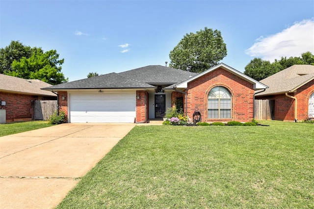 1001 Glacier Ln, Edmond, OK 73003 - single story home featuring brick siding, an attached garage, driveway, and roof with shingles
