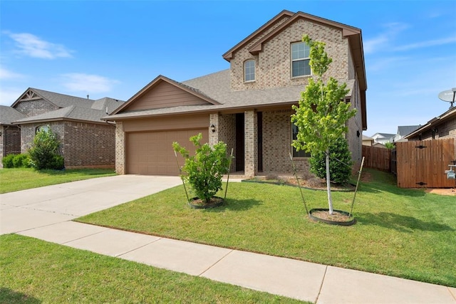 11325 SW 34th Ter, Yukon, OK 73099 - traditional home with a garage, brick siding, and concrete driveway